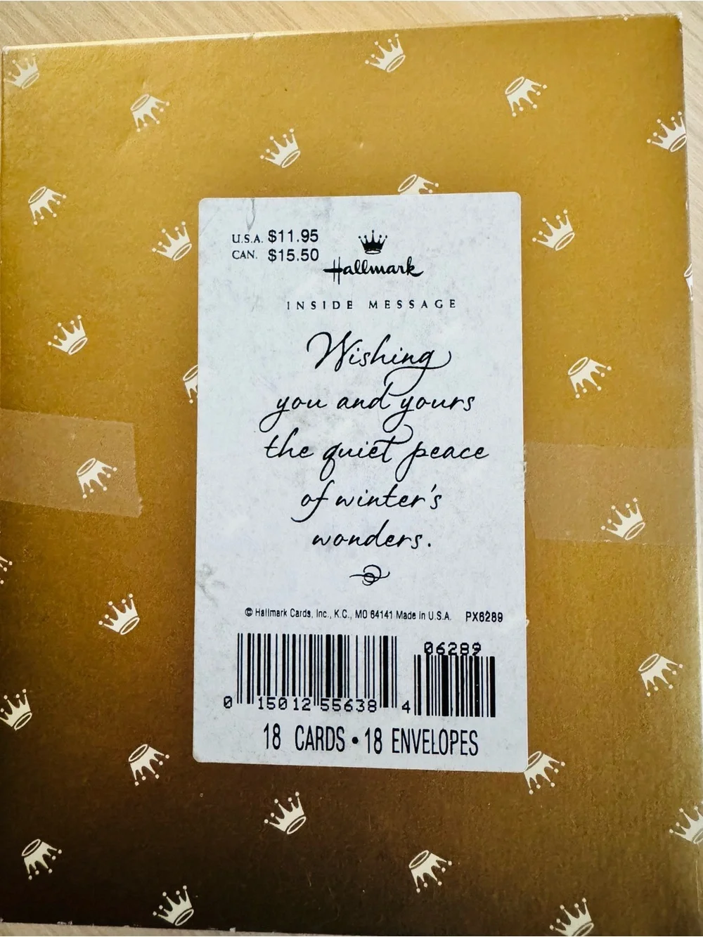 Hallmark Gold Pinecone Holiday Card Set - 18 White & Gold w/Envelopes